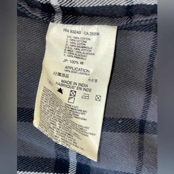 Diesel Chore Shirt Jacket Overshirt Flannel Check Leather Collar Small Mens‌‌‌ - Picture 13 of 13